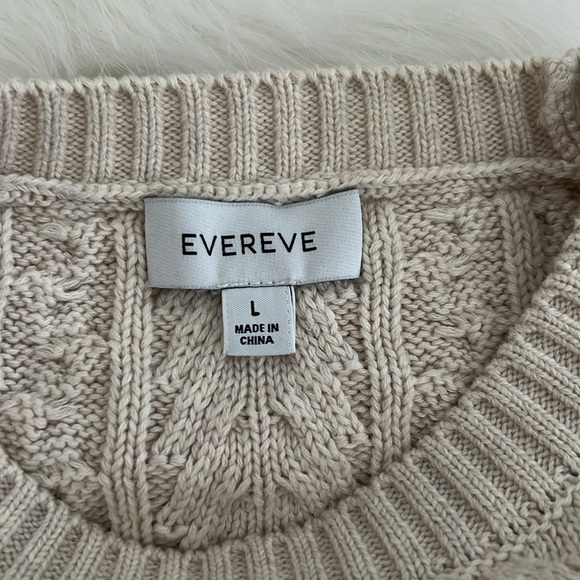 Evereve Alexis Strong Shoulder Cable Pullover- Cream - Size Large - Picture 6 of 8